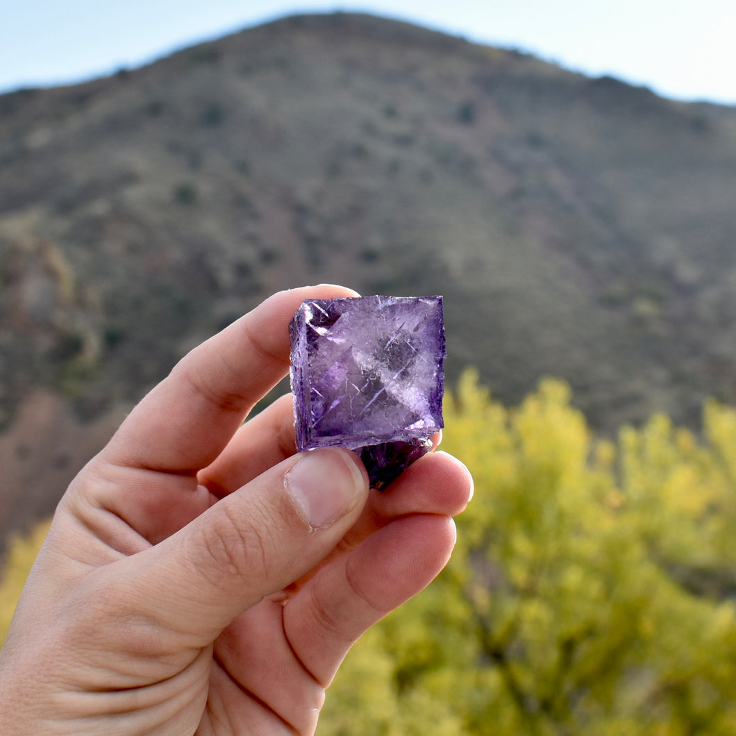 Purple Fluorite Cube with Sphalerite