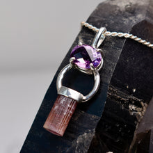 Load image into Gallery viewer, Tourmaline and Amethyst Pendant
