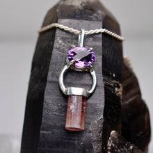 Load image into Gallery viewer, Tourmaline and Amethyst Pendant
