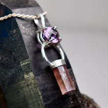 Load image into Gallery viewer, Tourmaline and Amethyst Pendant
