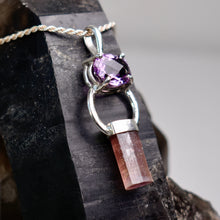 Load image into Gallery viewer, Tourmaline and Amethyst Pendant
