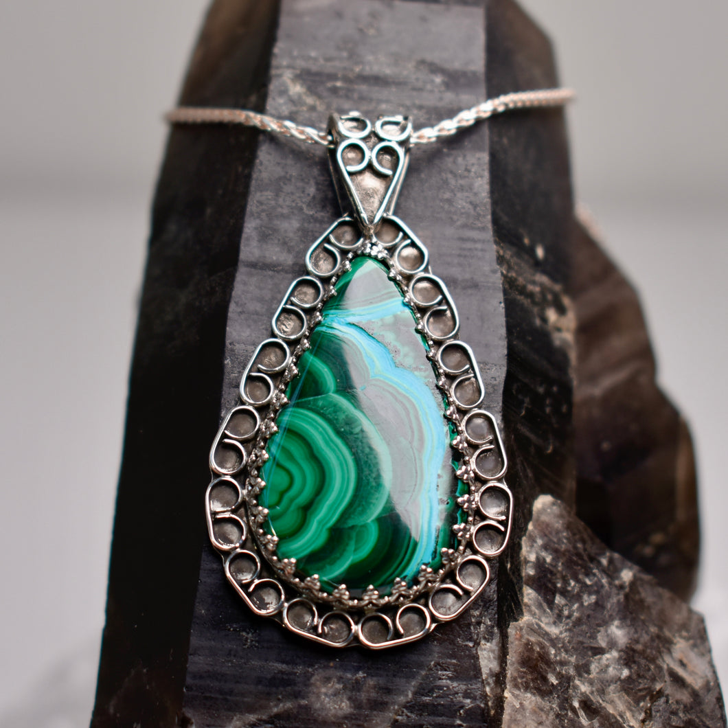 Malachite and Chrysocolla Pendant